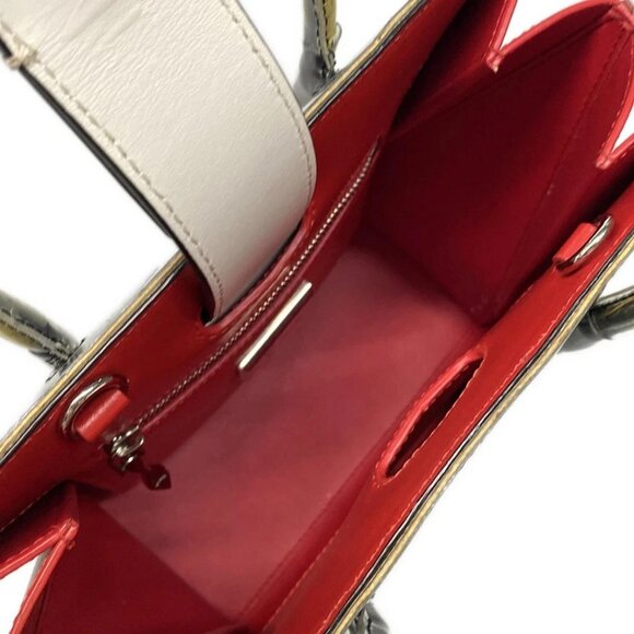 Auth CHRISTIAN LOUBOUTIN Paloma White Yellow Multi Vinyl Leather Tote Bag - Picture 7 of 15